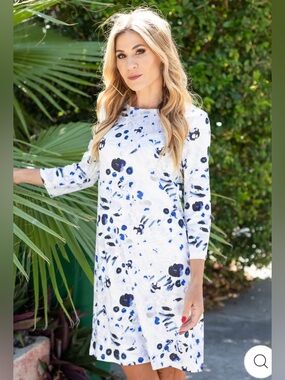 Jean Pierre Klifa Daphne Dress Eclat Blue Shift Dress Size XS